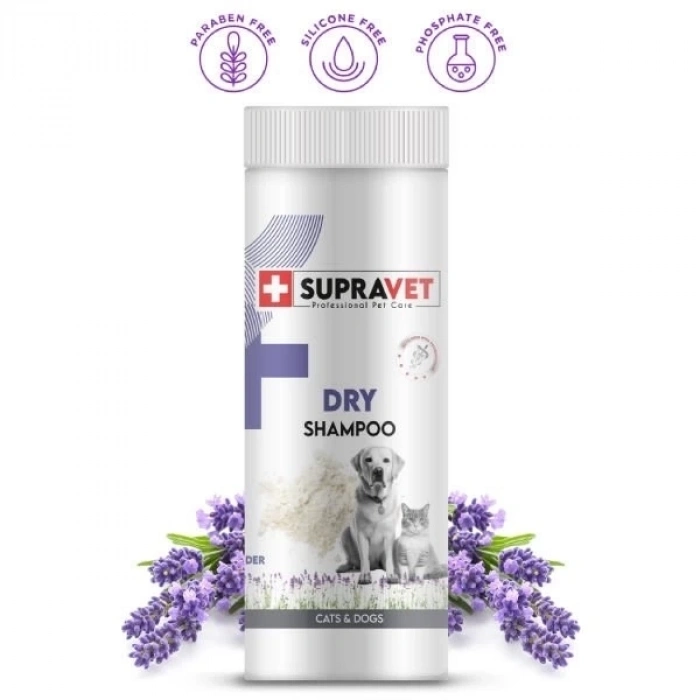 ÇOK SATAN Supravet Dry Shampoo Lavanta Özlü Kedi ve Köpek Toz Şampuan 150 Ml
