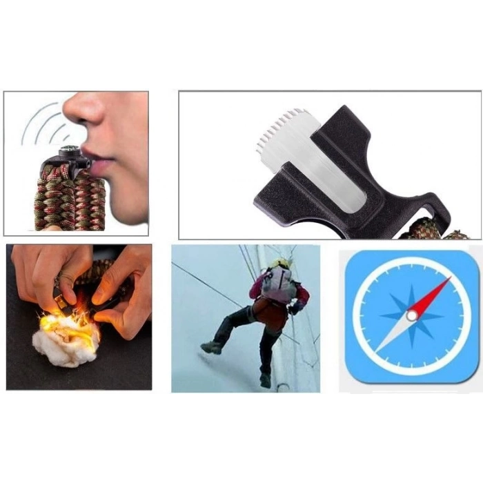 ÇOK SATAN Survival Kamp Bileklik  Düdük Çok Amaçlı