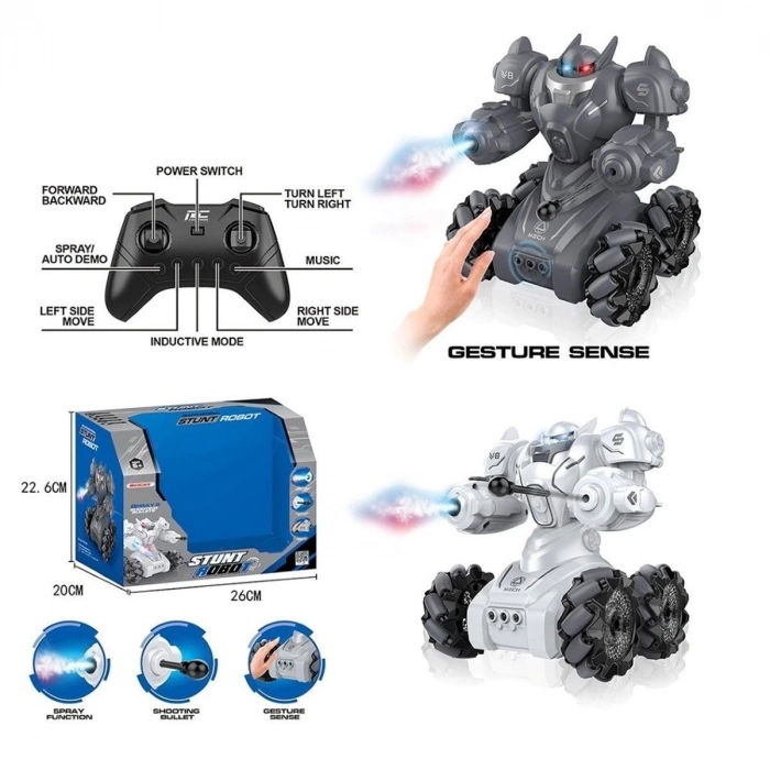 ÇOK SATAN SYR-666-861 Kumandalı Şarjlı Işıklı Roket ve Buhar Atan Robot Araba -Vardem Oyuncak