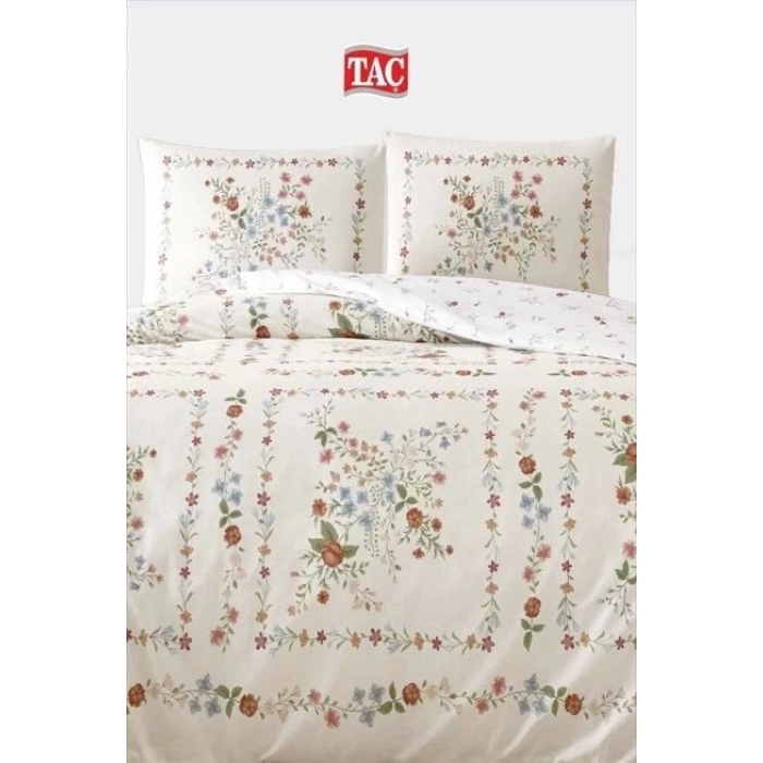 ÇOK SATAN Taç Çift Kişilik Ranforce Nevresim Takımı Dalila Krem