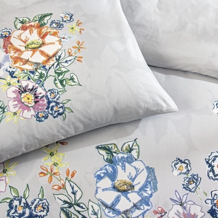 ÇOK SATAN Taç Çift Kişilik Ranforce Nevresim Takımı Fiora Gri