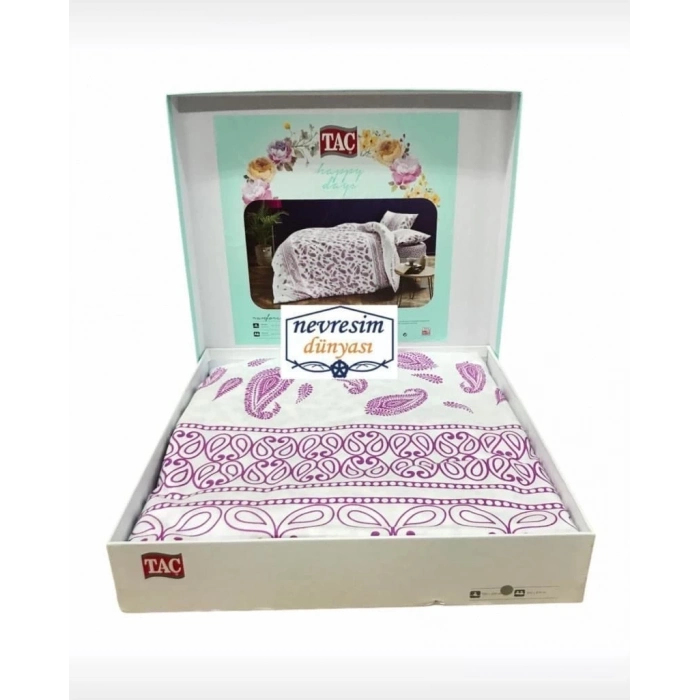 ÇOK SATAN Taç Happy Days Ranforce Tek Kişilik  Nevresim Takımı Balin Mor