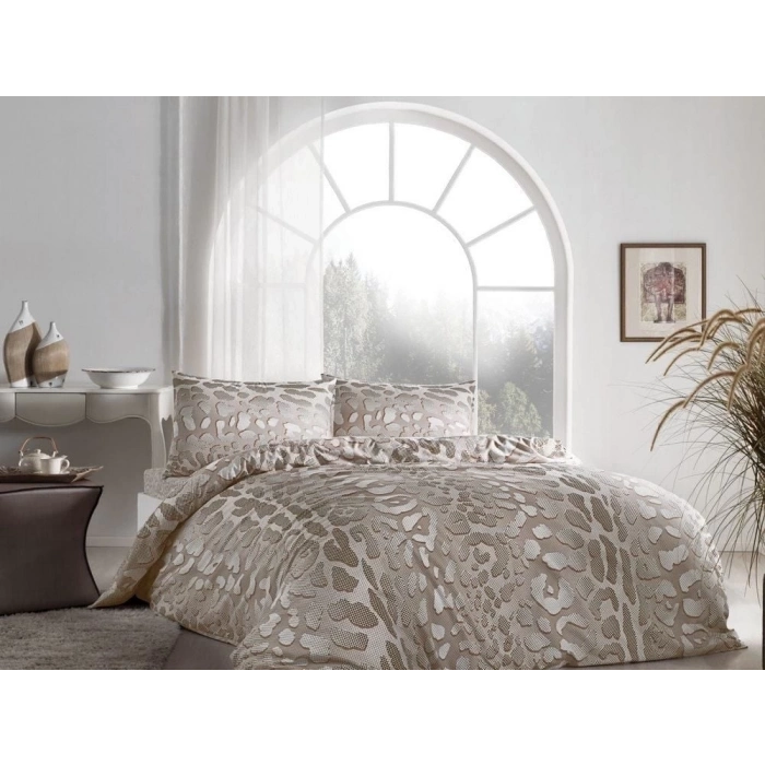 ÇOK SATAN Taç Ranforce Tek Kişilik Nevresim Takımı Edgar Kahve