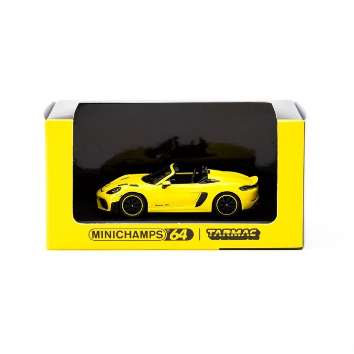 ÇOK SATAN Tarmac Works x Minichamps 1/64 Porsche 718 Spyder RS Racing Yellow