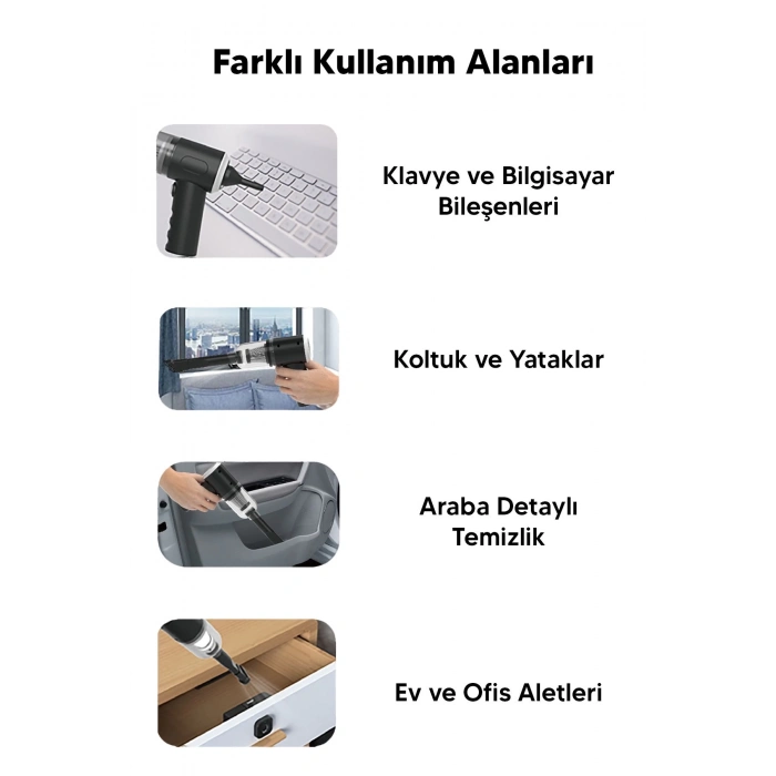 ÇOK SATAN Taşınabilir Kablosuz Elektrikli El Süpürgesi- Ev, Ofis, Araba ,Klavye Temizliği İçin İdeal