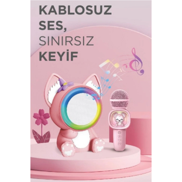 ÇOK SATAN Taşınabilir Rgb Işılı Sevimli Figürlü Mikrofonlu Karaoke Bluetooth Hoparlör