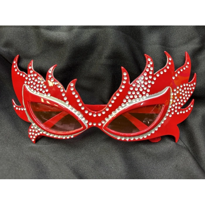 ÇOK SATAN Taşlı Göz Kamaştıran Gecenin Yıldızı Kırmızı Parti Alev Gözlük