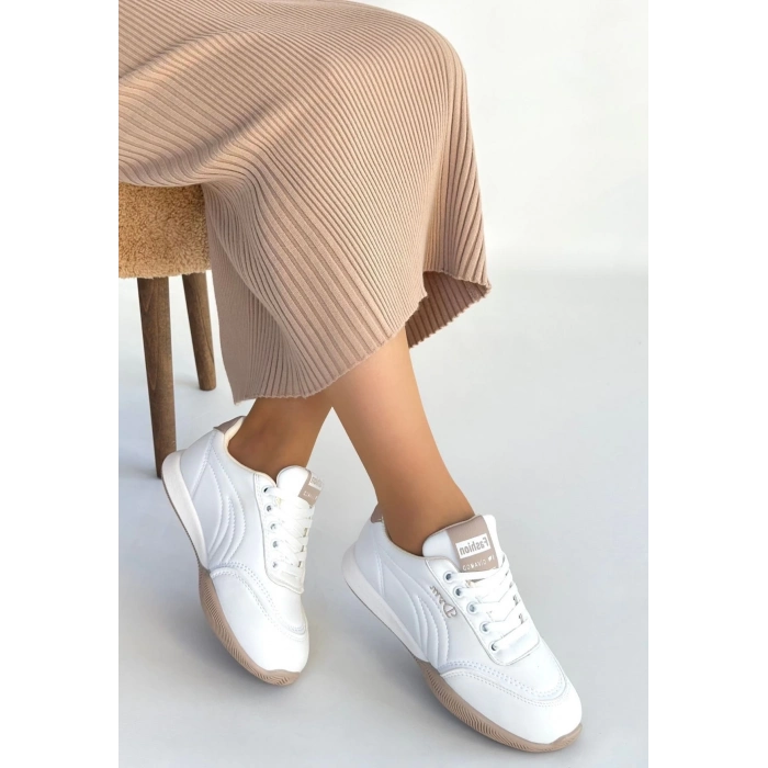 ÇOK SATAN Tawen Beyaz Cilt Bağcıklı Spor Ayakkabı