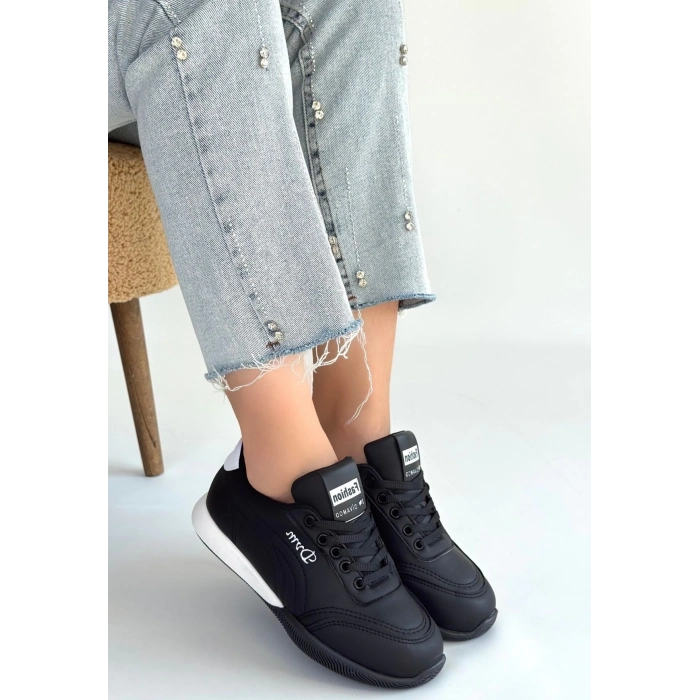 ÇOK SATAN Tawen Siyah Cilt Bağcıklı Spor Ayakkabı