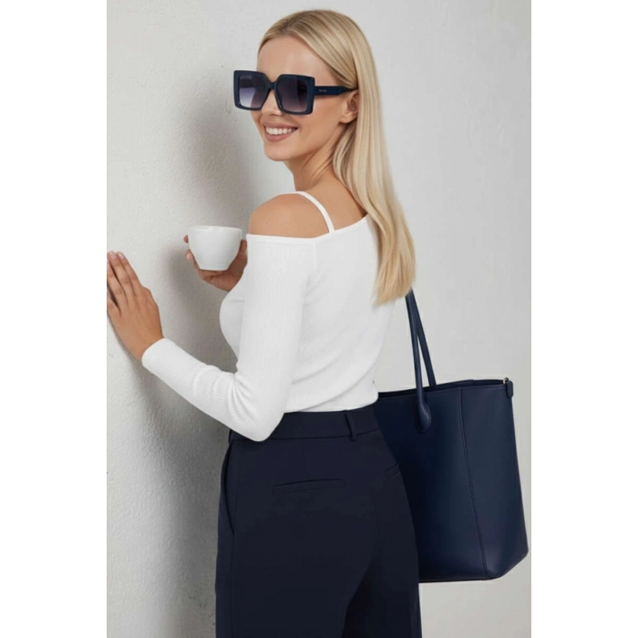 ÇOK SATAN Tek Omuz İpli Bluz Beyaz T4328