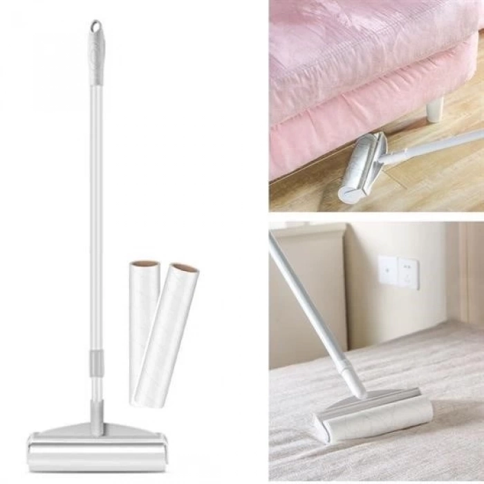 ÇOK SATAN Teleskopik Saplı 24 Cm Yapışkanlı Tüy Rulosu Uzayabilen Hav Tüy Toz Toplayıcı Rulo 2 Yedekli