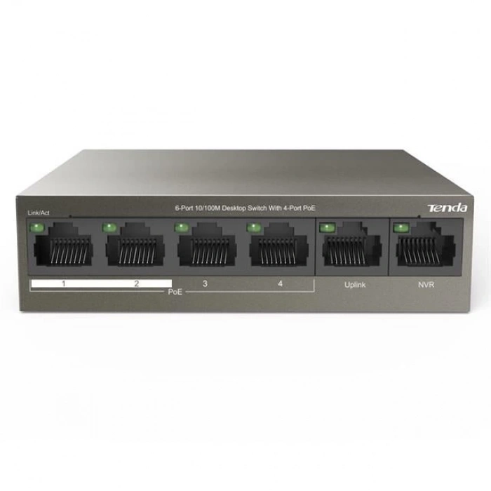 ÇOK SATAN Tenda Tef1106p 2 X Uplink + 4 Port Poe Ethernet Switch 63 Watt