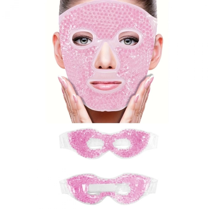 ÇOK SATAN Terapi Jel Boncuklu Yüz Ve Göz Maskesi Seti Pembe Sıcak Ve Soğuk Kullanım