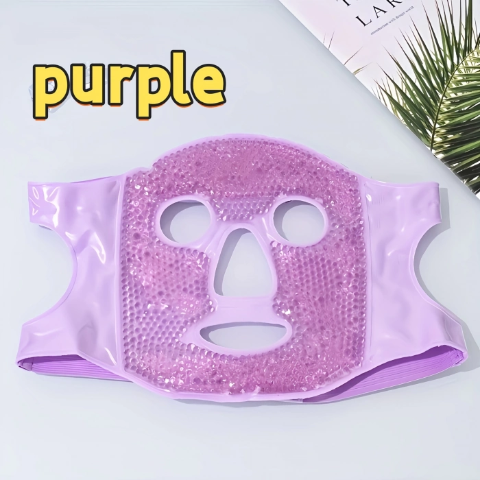 ÇOK SATAN Terapi Jel Yüz Maskesi Soğuk Ve Sıcak Boncuklu Ayarlanabilir Maske (mor)