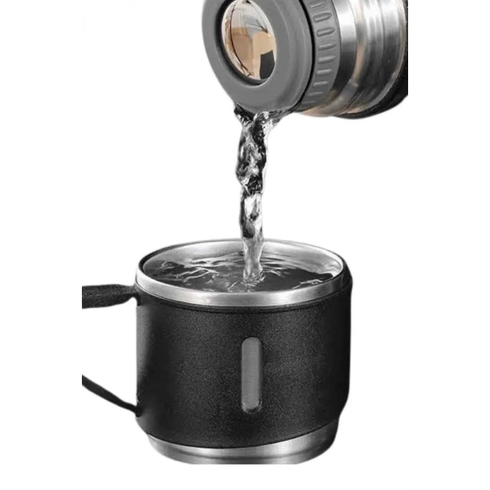 ÇOK SATAN Termos Seti Paslanmaz Çelik 3 Bardaklı Vakumlu Termos Set 500 Ml 12 Saate Kadar Isı Koruma