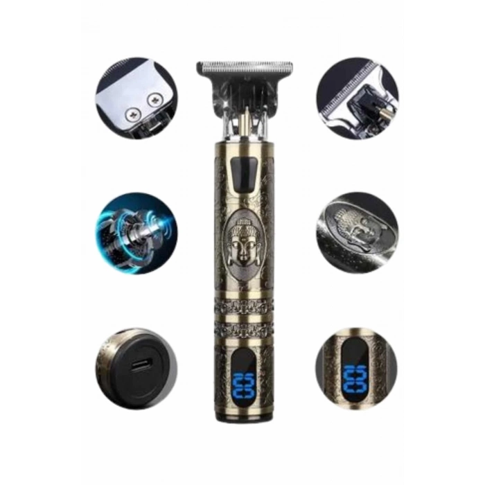 ÇOK SATAN Tıraş Makinesi Saç Sakal Ense Çizim Profesyonel LCD Ekran Paslanmaz Çelik