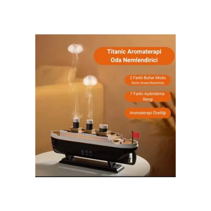 ÇOK SATAN Titanic Gemi Hava Nemlendirici Işıklı Fonksiyonlu Buhar Makinesi Kumandalı