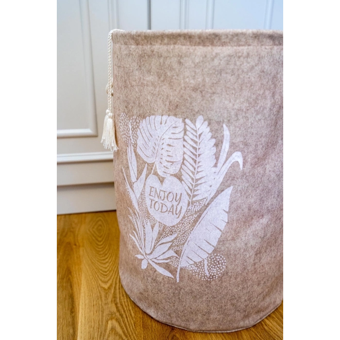 ÇOK SATAN Torbalı Ve Kulplu Püskül Detaylı Düzenleyici Çok Amaçlı Organizer Keçe Sepet -03631