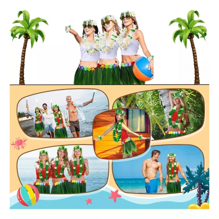 ÇOK SATAN Tropikal Esintili Hawaii Yapraklı Parti Eteği Yetişkin Boy