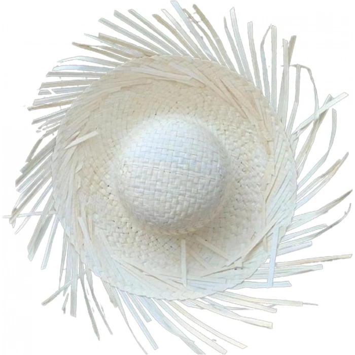 ÇOK SATAN Tropikal Parti Beyaz Hasır Hawaii Şapkası 13x36 Cm