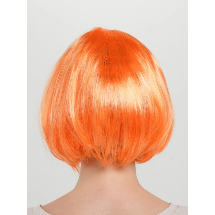 ÇOK SATAN Turuncu Renk Küt Parti Peruğu Kısa Takma Saç