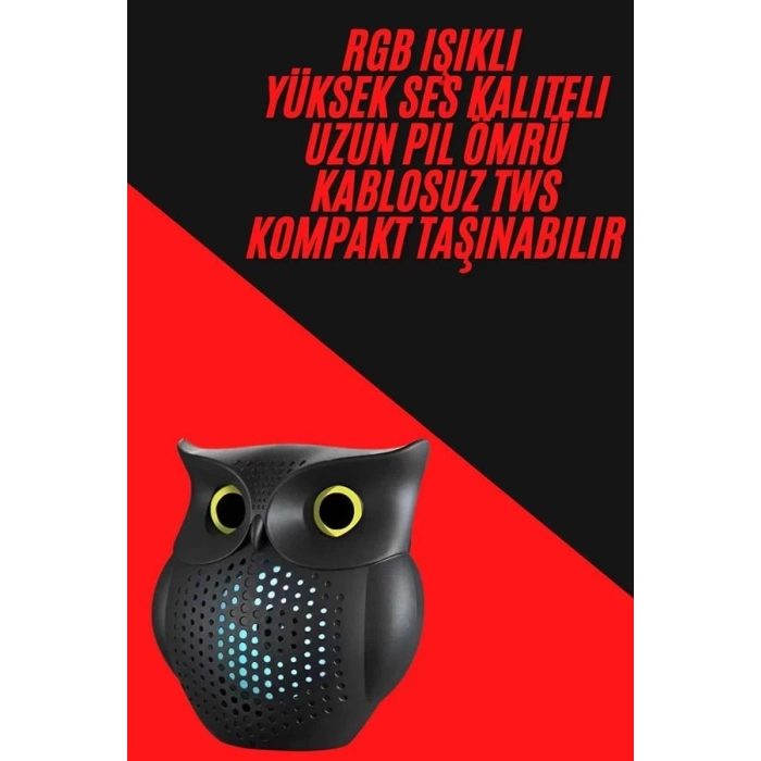 ÇOK SATAN TWS Bluetooth Hoparlör Baykuş Tasarımlı Taşınabilir RGB Işıklı Uzun Pil Ömrü