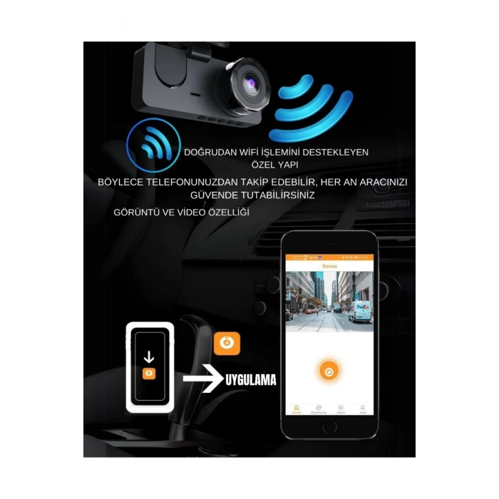 ÇOK SATAN Üç Kameralı Wi‑Fi Araç İçi Kamera – GPS Takip & G-Sensor Özellikli Güvenlik Çözümü