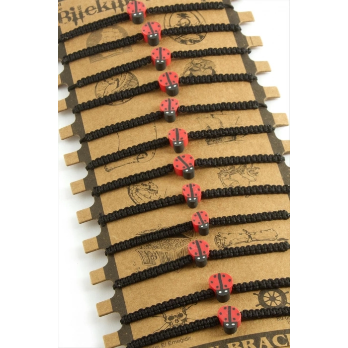 ÇOK SATAN Uğur Böceği Makrome Örgülü Bileklik