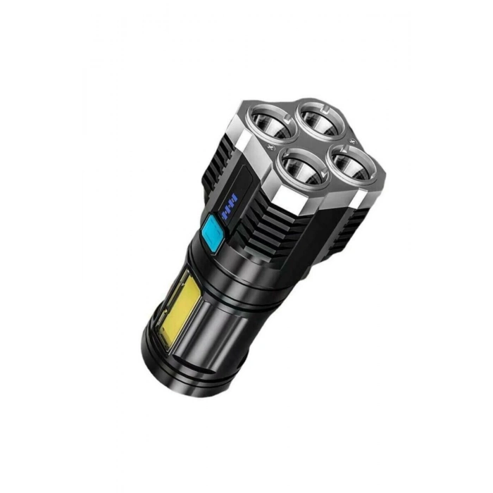 ÇOK SATAN Ultra Parlak El Feneri Usb Şarj 4 Led+yan Cob Led Taktik Günlük Hayat Kamp Avcılık El Feneri