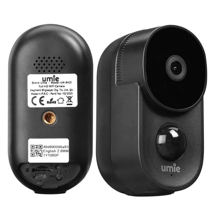 ÇOK SATAN Umıe 2mp Iki Yönlü Ses Tf Kart Kablosuz Tuya Destekli Akıllı Ip Kamera 6700 Mah Bataryalı (um-bk21 Siyah)
