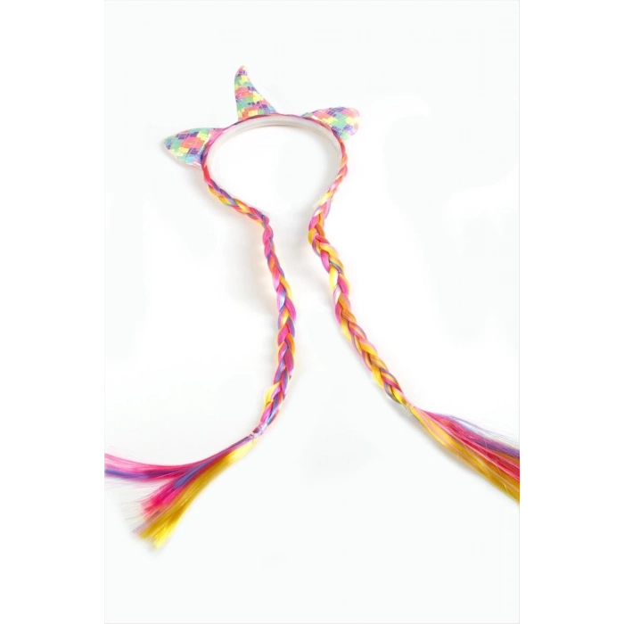 ÇOK SATAN Unicrn Renkli Kulaklı Örgülü Taç