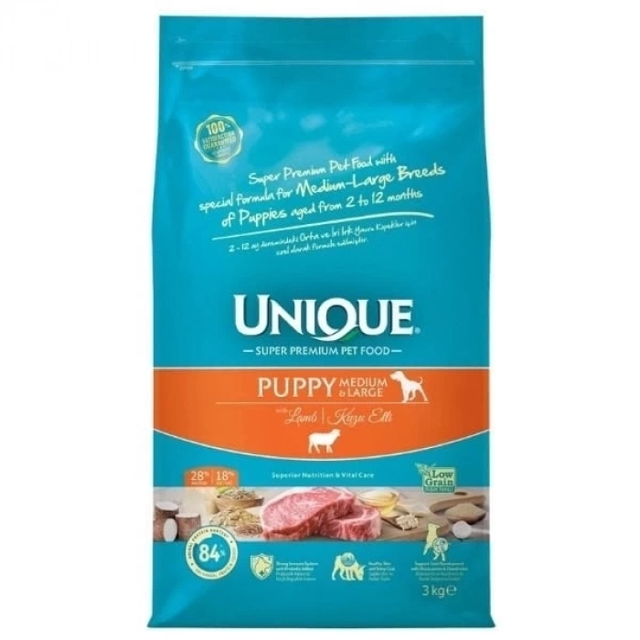 ÇOK SATAN Unique Kuzu Etli Orta ve Büyük Irk Düşük Tahıllı Yavru Köpek Maması 3 Kg