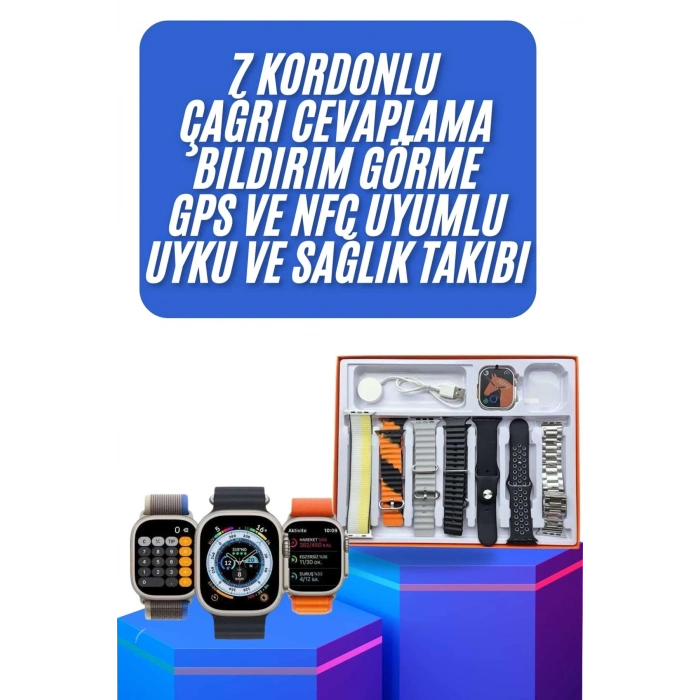 ÇOK SATAN Unısex 7 Kordonlu Çok Fonksiyonlu Nabız Ölçer Uyku ve Sağlık Takibi