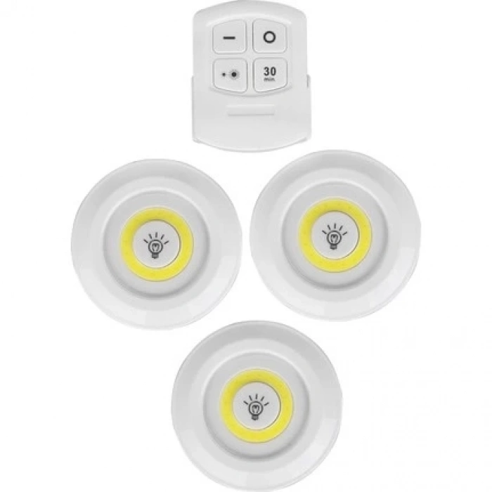 ÇOK SATAN Uzaktan Kumandalı Yapışkanlı 3lü Led Spot Lamba