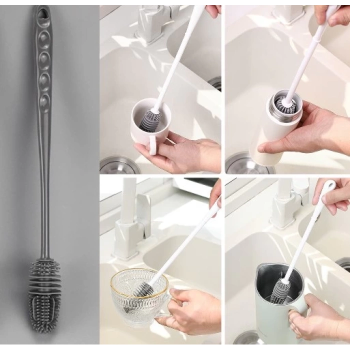 ÇOK SATAN Uzun Saplı Silikon Biberon Ve Kavanoz Yıkama Fırçası