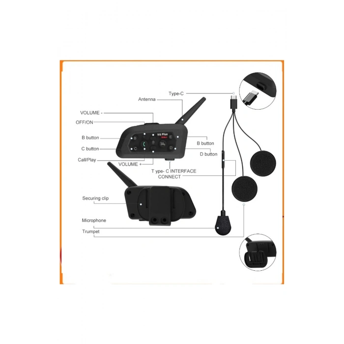 ÇOK SATAN V6 Plus Motorsiklet Kaskı İntercom  Su Geçirmez 1200 M