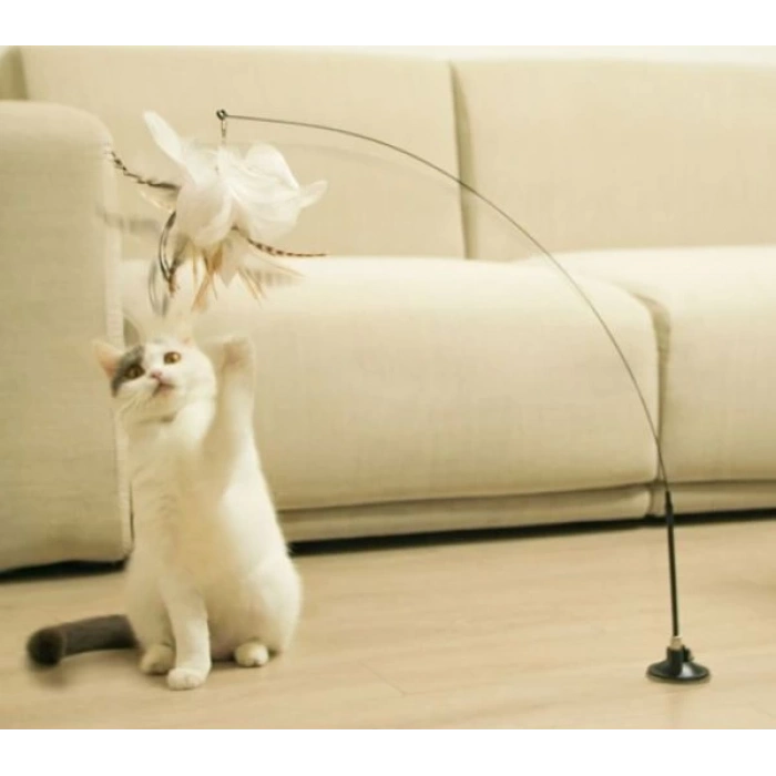 ÇOK SATAN Vantuzlu Tüylü Zilli Kedi Oyun Oltası