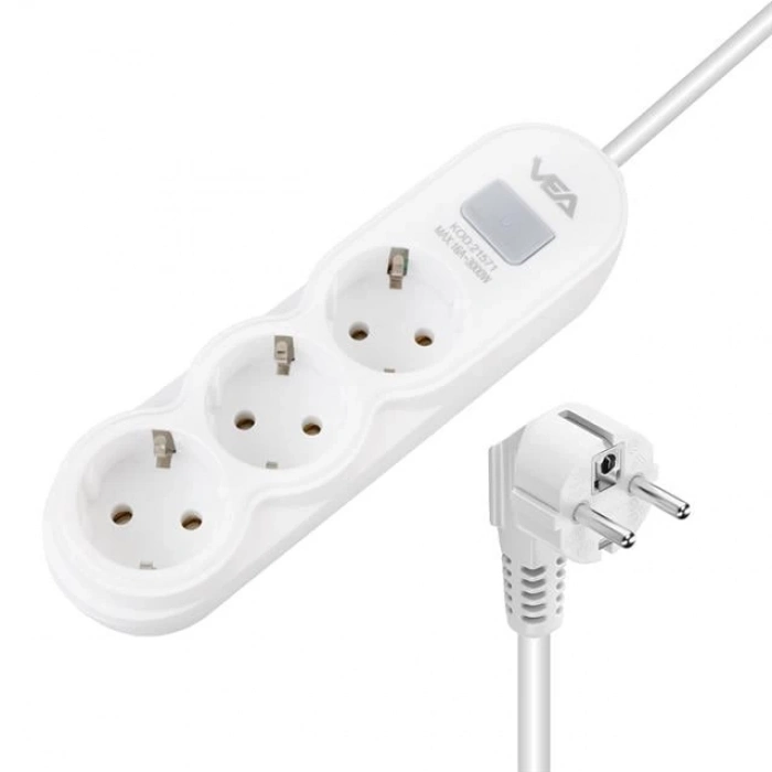 ÇOK SATAN Vea Va-21571 3lü Anahtarlı 1.5 Metre Akım Korumalı Priz Beyaz