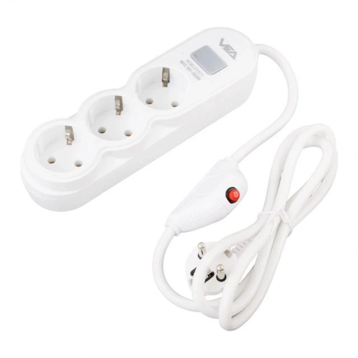 ÇOK SATAN Vea Va-21571 3lü Anahtarlı 1.5 Metre Akım Korumalı Priz Beyaz