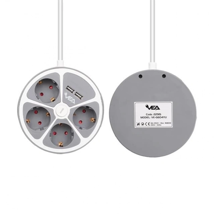 ÇOK SATAN Vea Ve-g604yu 4lü 2 Usb’li Anahtarlı 1.5 Metre Grup Priz