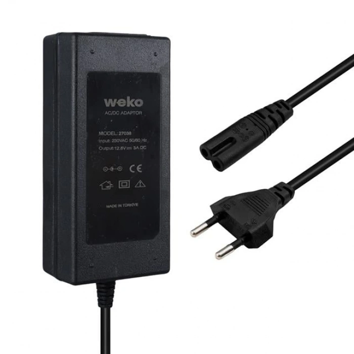 ÇOK SATAN Weko 12.6 Volt - 3 Amper Krokodil Uçlu Ledli Yerli Üretim Masaüstü Şarj Adaptörü