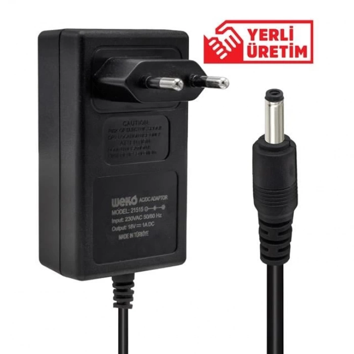 ÇOK SATAN Weko 18 Volt 1 Amper Plastik Kasa Priz Tipi Adaptör 3.5*1.35 Uç