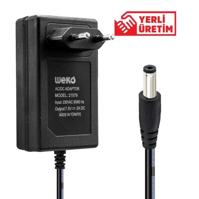ÇOK SATAN Weko 7.5 Volt - 2  Amper 5.5*2.5 Uçlu Yerli Üretim Priz Tipi Adaptör