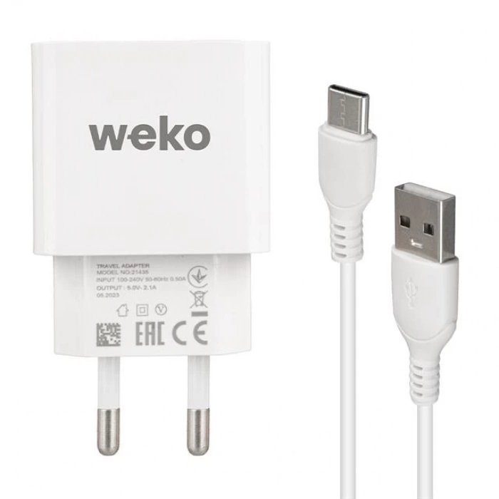ÇOK SATAN Weko Wk-21435 M7 2.1 Amper Telefon Şarj Adaptörü + Type-c Kablo