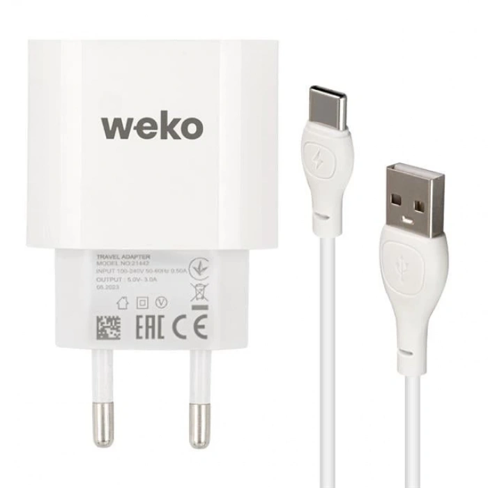 ÇOK SATAN Weko Wk-21442 Pdu Qc 3.0 Amper Telefon Şarj Başlık Adaptörü + Type-c Kablo