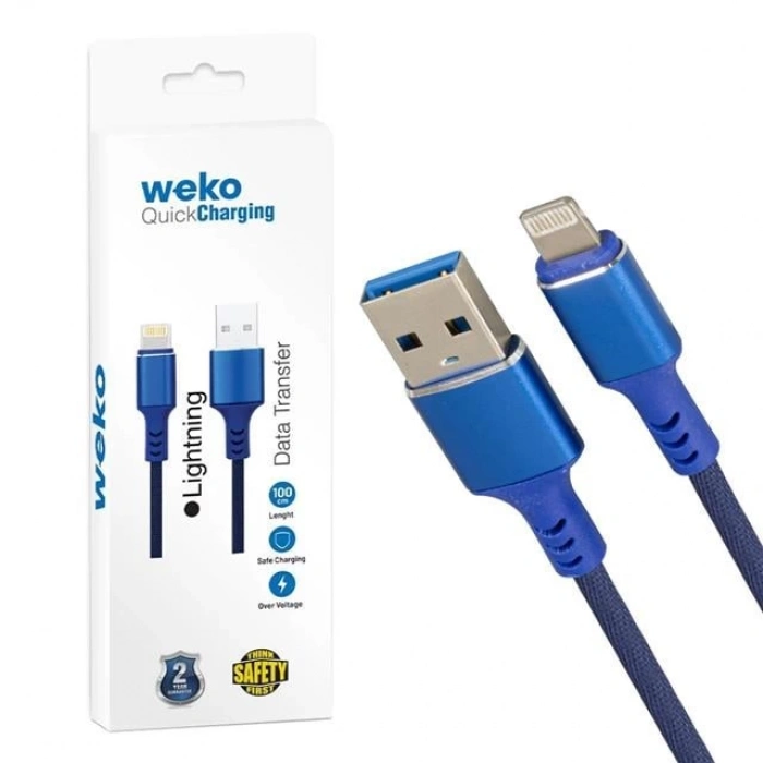 ÇOK SATAN Weko Wk-22025 Usb To Lightning Örgülü Siyah Telefon Şarj Kablosu