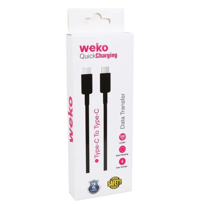 ÇOK SATAN Weko Wk-26526 Type-c To Type-c 1 Metre 5a Siyah Şarj Kablosu