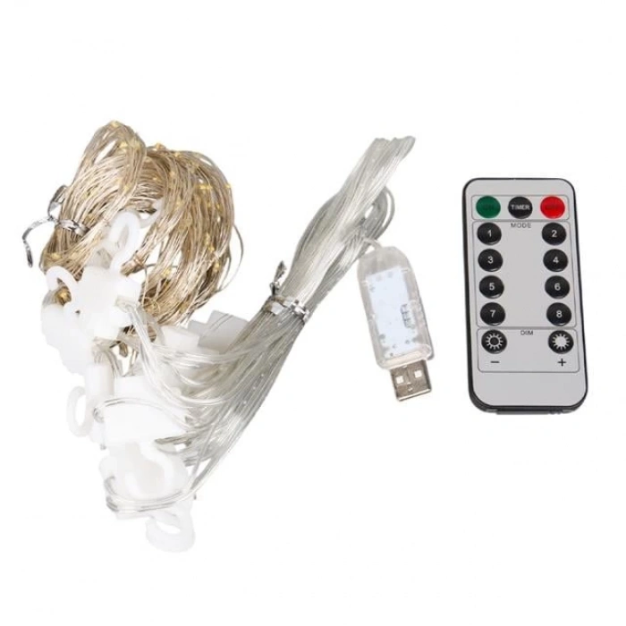 ÇOK SATAN Winnboss Ekl-11 300 Günışığı Ledli Peri Motifli 3x3 Perde Dekoratif Aydınlatma 8 Modlu Usb 5vdc Kumandalı