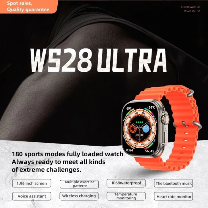 ÇOK SATAN Ws28 Ultra 49mm Siri Tansiyon Ateş Nabız Ölçer Akıllı Saat
