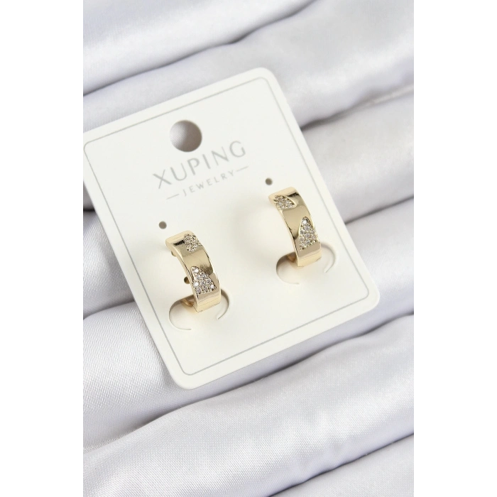 ÇOK SATAN Xuping Zirkon Taşlı Desenli Halka Model Gold Renk Kadın Küpe